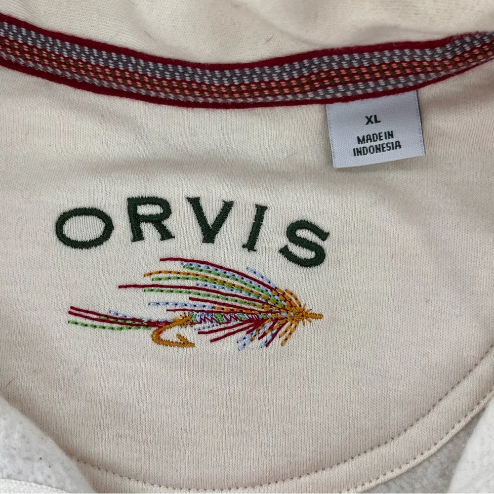 Orvis Men’s 4 Button & Snap Closure Pullover Sweater Size Large In Cream